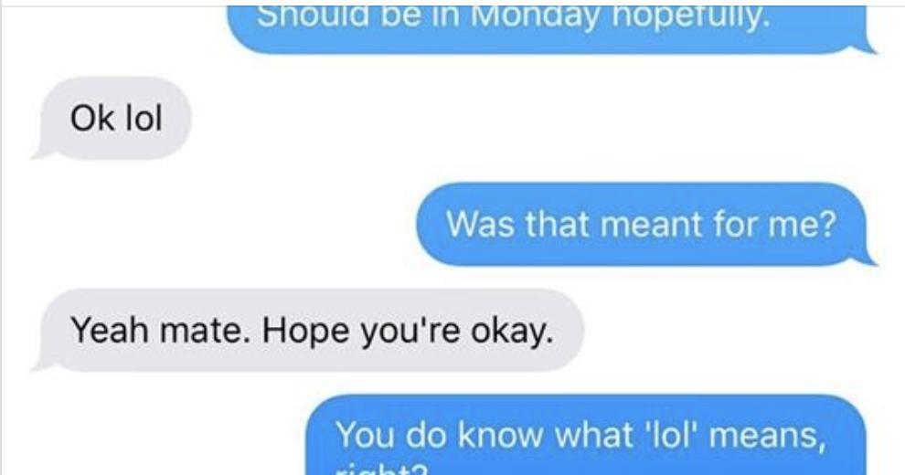 The Poke on X: This confusion about what “lol” means makes this text  exchange worth reading   / X