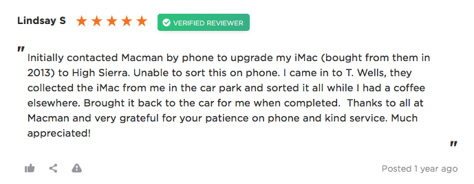 We love our customers here is one of a top reviews 
#macrepair #applerepair #applesupport reviews.co.uk/company-review…