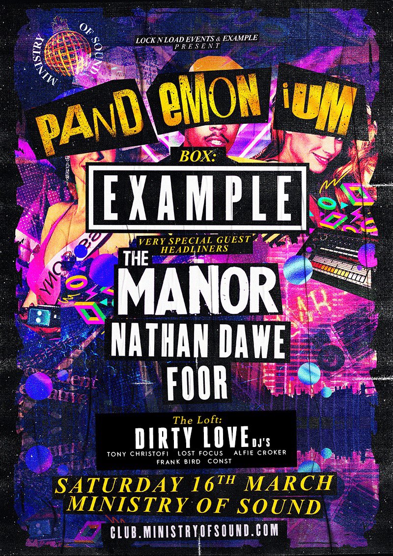 Can not wait to get back behind the decks <a href="/Ministry_Club/">Ministry of Sound Club</a> tomorrow night along side <a href="/example/">example</a> <a href="/_TheManor/">THE MANOR</a> <a href="/NathanDawe/">Nathan Dawe</a> 

<a href="/DirtyLovePR/">DirtyLove</a>