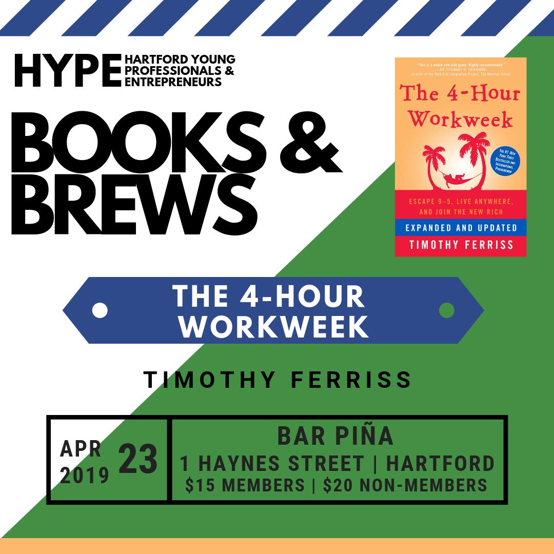 Calling all Book Worms! The Personal &amp; Professional Development Committee invites you to Books &amp; Brews on 4.23 at Bar Piña to discuss The 4-Hour Workweek. Space is limited, registration required! Visit hypehartford.com for more info...