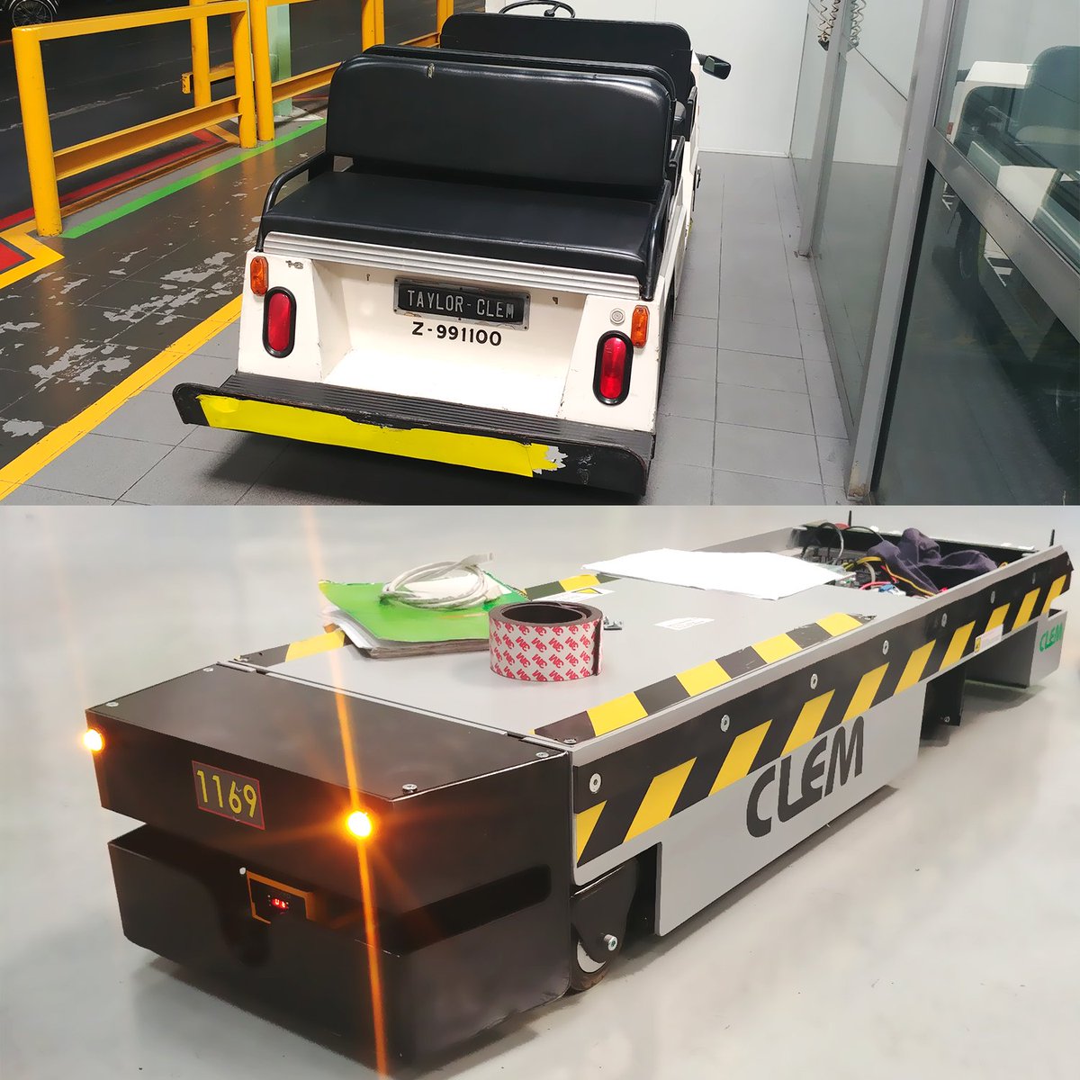ClemVE's tweet photo. Un vistazo al pasado y al futuro más presente. Una mañana de pruebas exitosas con AGV (Automated Guided Vehicle) para transporte automatizado de material.

#automaticguidedvehicle #intelligentguidedvehicle #agv #automation #igv #robot #machine #robotic #vehicle #automation https://t.co/rZtdyH847M