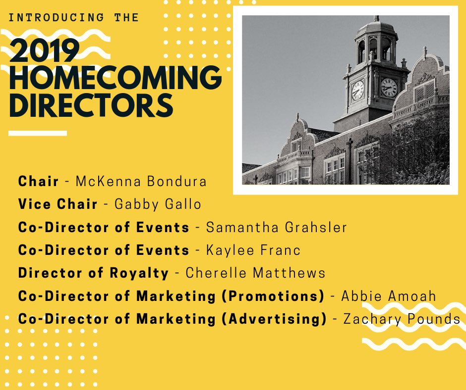 🐯 HEY TIGERS, never too early for homecoming!!! Introducing YOUR 2019 Homecoming Directors! We all hope you’re just as excited for as we are. Big moves coming SOON, stay tuned for more announcements &amp; turn on post notifications so you don’t miss out!!!