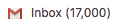 joetastic's tweet photo. Instead of celebrating "Inbox Zero" I'd like @gmail to recognize my inbox count as a high score.  "17,000!  Achievement unlocked!" https://t.co/AKUGw4inND