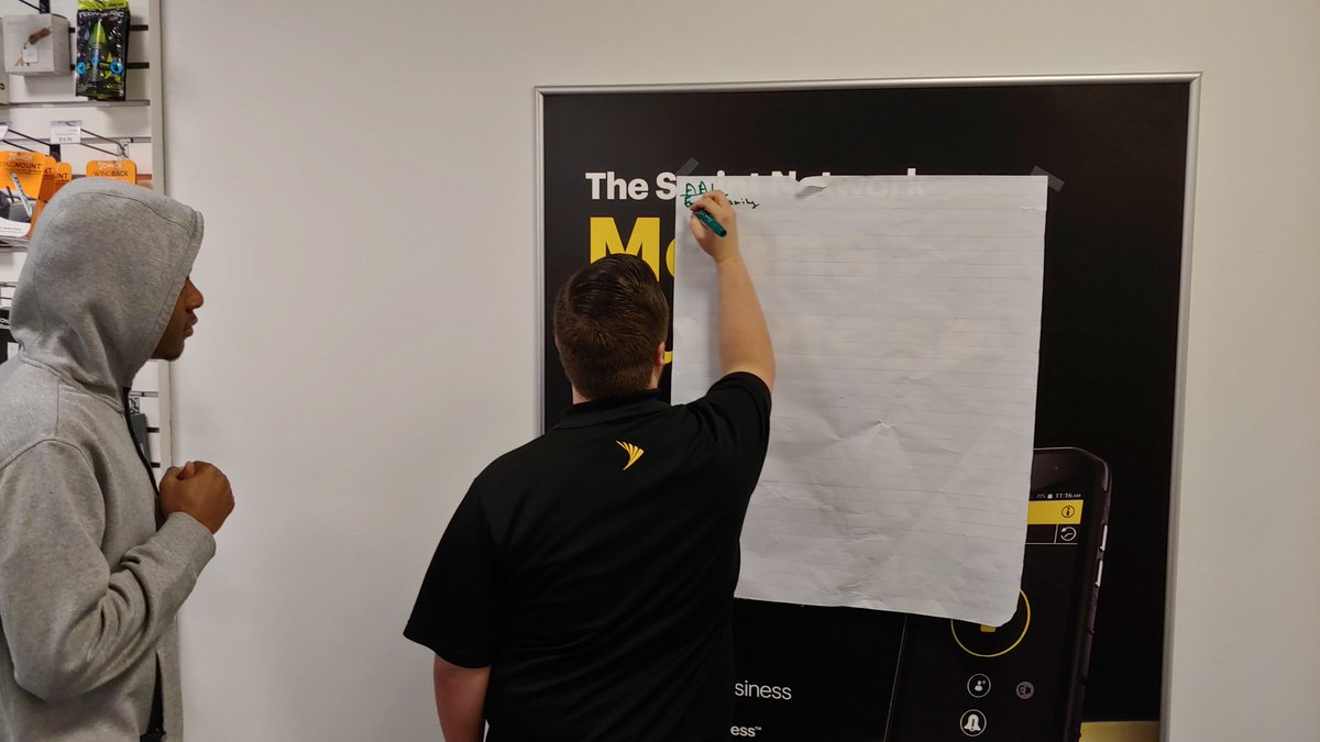 CinciTrainer's tweet photo. Working on Welcome and Engage with Brian and Team Deerfield this Friday Morning. #SPRINTFAM #APH #focusonbehaviors #ImproveYourNumbers @A2ShawnLewis @OgieGajewski @DK_Sprint https://t.co/Mj08oXrLZB