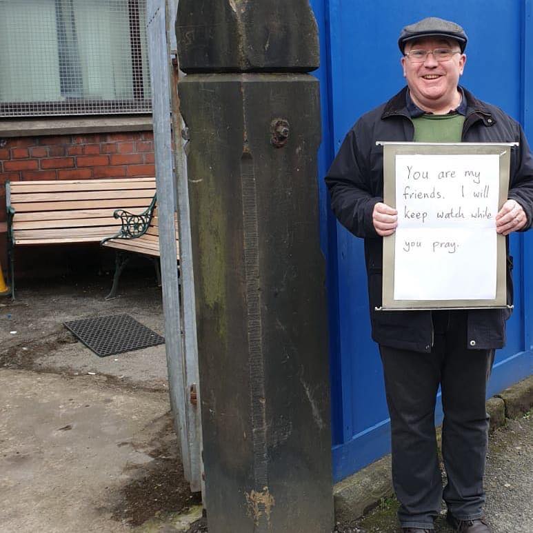 Outside a mosque in Manchester