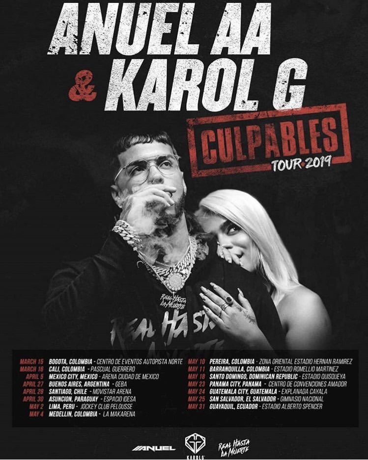 LoveReggaetonTv's tweet photo. HOY COMIENZA LA GIRA EN COLOMBIA @Anuel_2bleA & @KarolGmusic - #CulpablesTour2019 🔥 vía @LoveReggaetonTv #Anuel #AnuelAa #KarolG #Tour2019 #RHLM #RealHastaLaMuerte #LosIntocables #LosIluminatis #ElDiosDelTraP #TraP #Reggaeton @JakeCastroJC @frabianeli @EttieneRHLM @franklouispr https://t.co/TqxNKJfC53