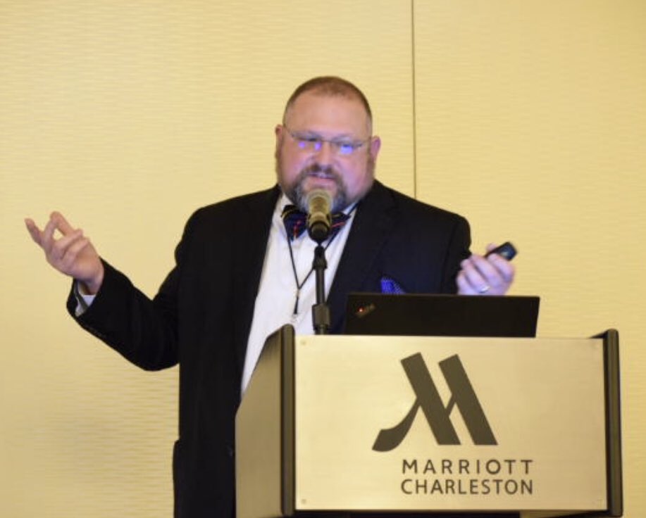 SCSHPharmacy's tweet photo. Thanks William Wynn for calling out the Communications Committee during your lecture! Note to self: don’t text other committee members while sitting front and center! #SCSHPAM19 #BridgingTheGap https://t.co/ZCP2UkcCPh