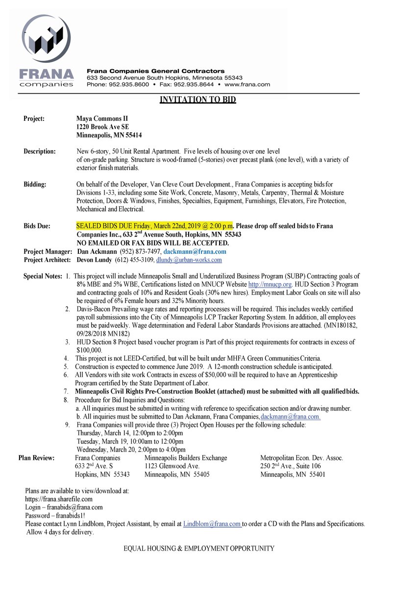 Reminder: Bids for Maya Commons II are due next Friday! Please see photo for details. Best of luck!