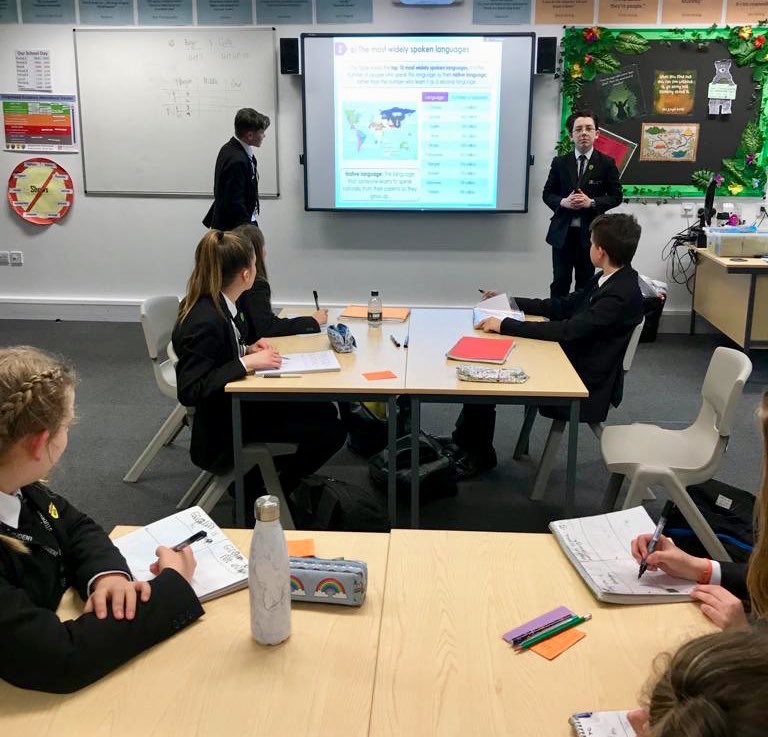 Kingswood_Acad's tweet photo. *Student Led Debate* Students debate and vote on this week’s @votesforschools topic ‘Is Speaking English Enough?’ With information from @BritishCouncil @q_worldeconomic and @tes to fuel the discussion #debate #challenge #newlanguages #votesforschool #internationallanguages https://t.co/isWR8VJqtZ