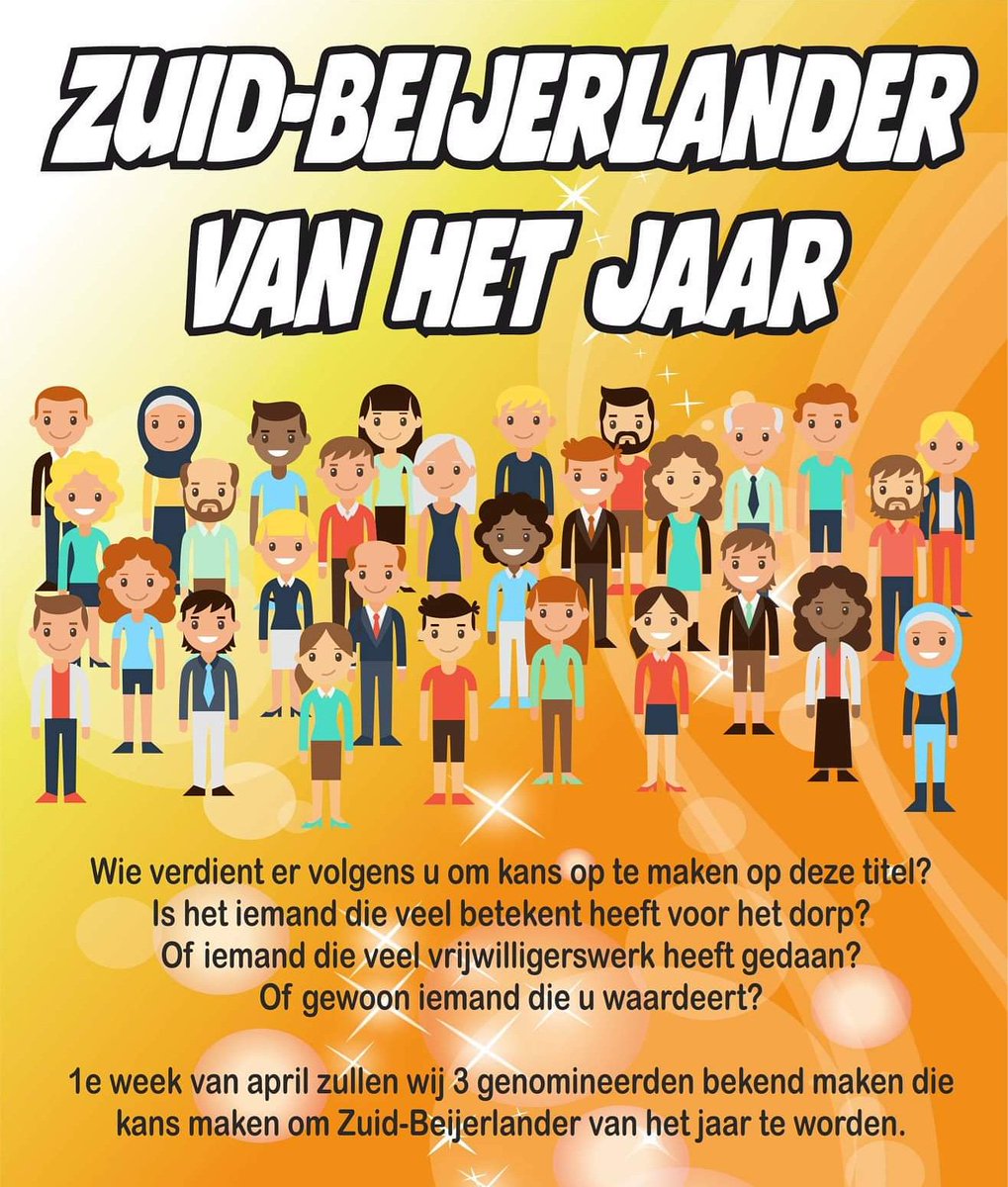 OranjeverZBL's tweet photo. U heeft nog 2 weken de tijd om Uw "Zuid-Beijerlander van het jaar" te nomineren.
Dit kan gemakkelijk via: 
https://t.co/rcPT612ubz https://t.co/f6STEQSJEa
