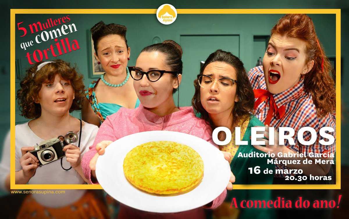 erreguete's tweet photo. Este sábado, no Auditorio Gabriel García Márquez de Mera, Oleiros, a nova compañía @SenoraSupina pon en escena '5 mulleres que comen tortilla', ás 20:30. Aquí podedes ver un trailer do espectáculo:
➡️ https://t.co/GLdXxidbZ6 https://t.co/EwdnQKq30F