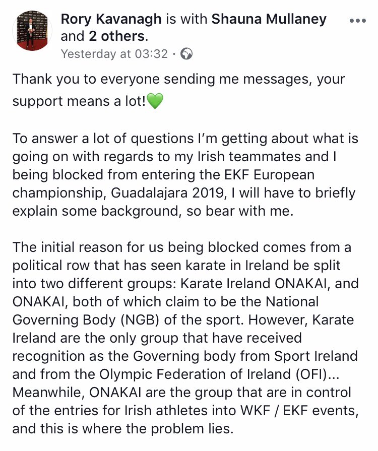 RoryKavanagh4's tweet photo. Heart breaking #AthletesFirst 😔 @onakai_karate https://t.co/WDzoeZ8FRd