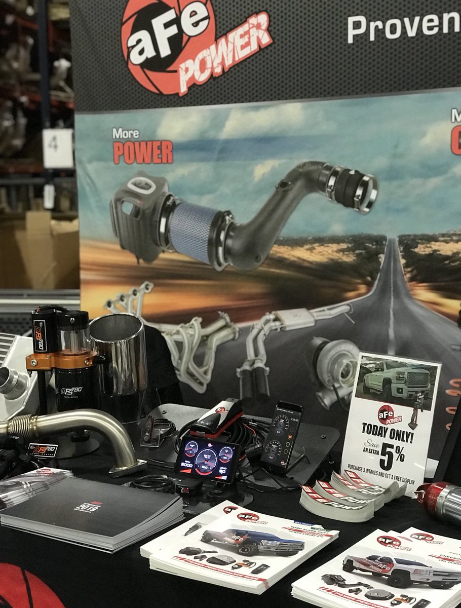 aFePOWER's tweet photo. We’re all set up at the @meyerdist Jobber Show 👌
.
.
#afepower #meyerdistributing #jobbershow #afeintake #afeexhaust #afediffcovers #afeintercooler https://t.co/6vuOnkn85N
