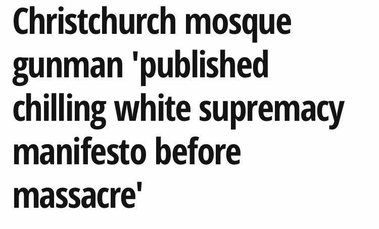 White supremacy is the enemy. 

We extend our love, rage &amp; solidarity to the Muslim community in Christchurch and across Aotearoa. 

Solidarity with Wheao ā-Ihirama. 

Vigil and solidarity demo in London on Monday: 
facebook.com/events/2123217…