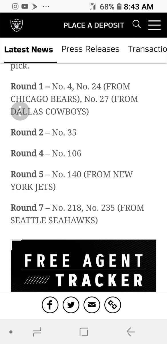 GoSkidRowGo's tweet image. RAIDER NATION:.. I went to raiders.com to confirm that we have 8 draft picks, including 3 in tha first round, when the 2019 NFL draft takes place next month.

#OperationBounceBack is moving forward on all cylinders!!

#RaiderNation #LAChapter #RN4L  @Raiders
