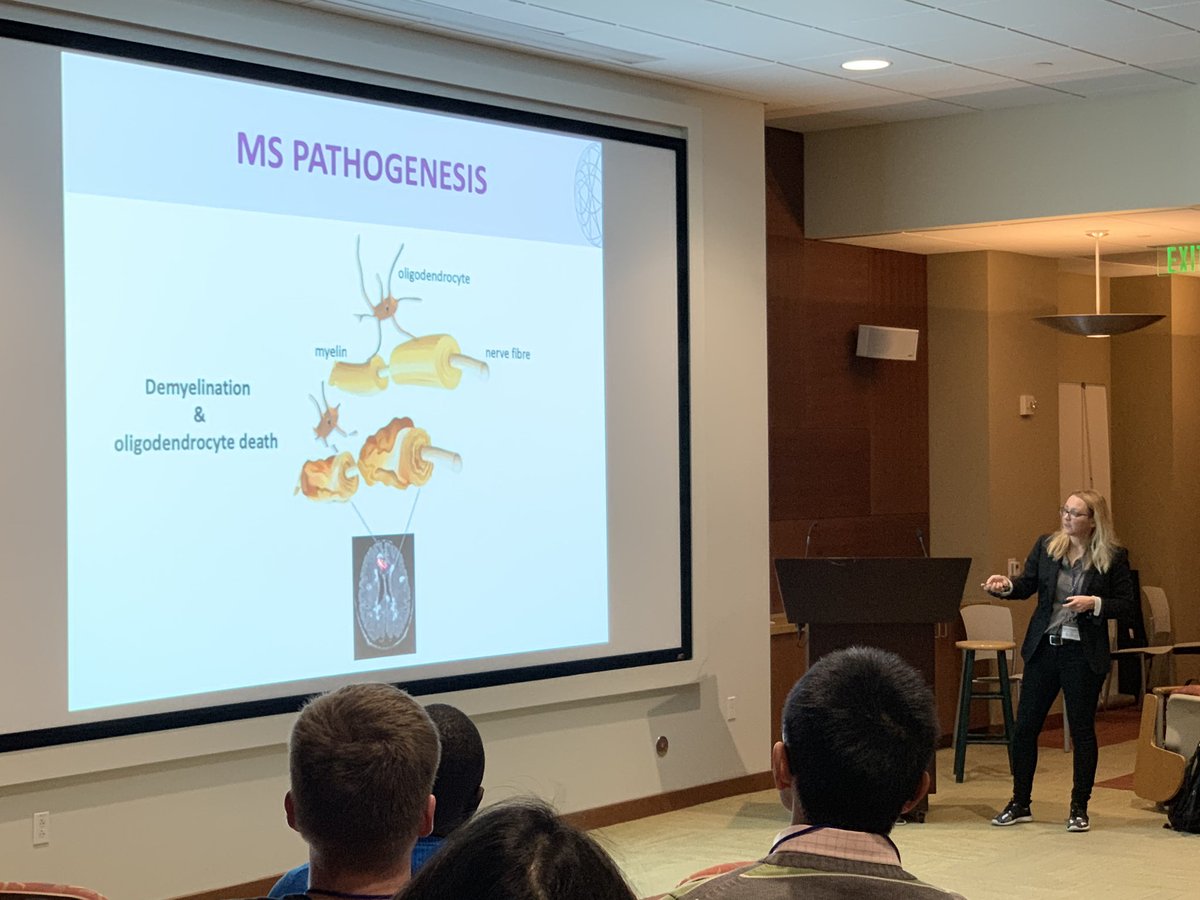 LJIMicroCore's tweet photo. And we’re back at it!  Starting the day off strong with @DombrowskiQUB explaining how to boost remyelination in patients with multiple sclerosis
#ljiqupath https://t.co/BniZP5U9RG