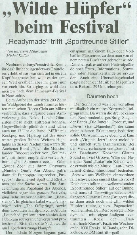 Aus dem Archiv des @Nordkurier: Eine Review zum allerersten @Immergutrocken. #allesbleibtanders #20jahreimmergut #immergutrocken