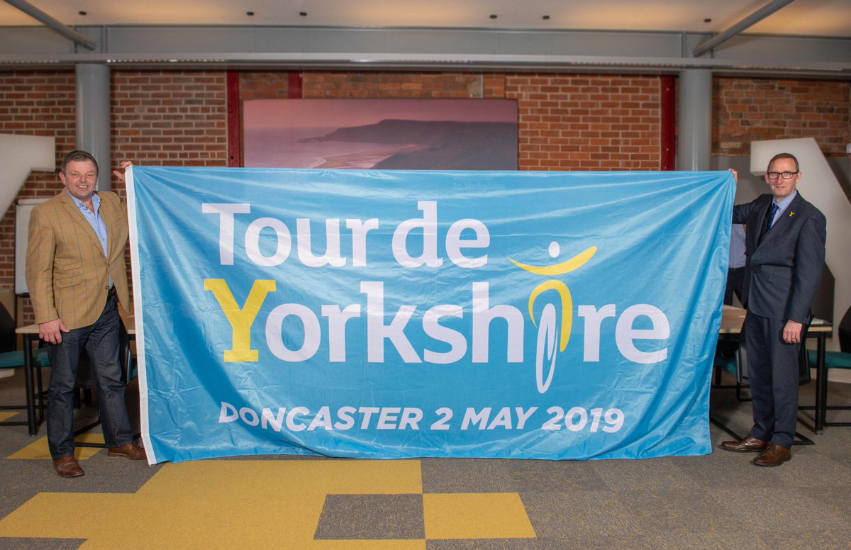 Representatives from our host towns &amp; cities have today collected their official #TDY flags, the countdown is on! 🚴‍♀️🚴‍♂️ <a href="/BarnsleyCouncil/">Barnsley Council</a> <a href="/HambletonDC/">Hambleton District Council</a> <a href="/MyDoncaster/">City of Doncaster Council</a>
