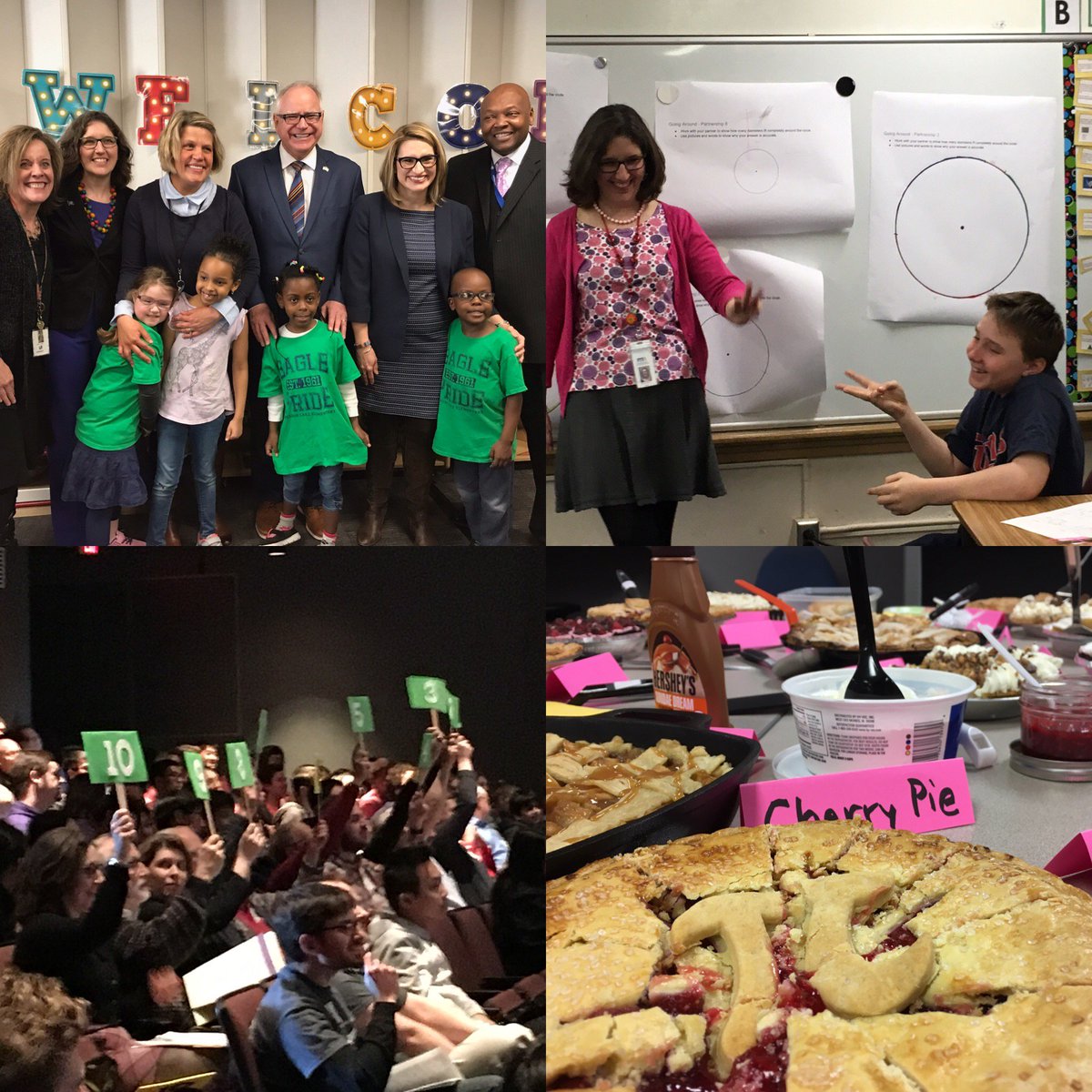 MnDeptEd's tweet photo. What a great #MNmathweek! Cmmr @mcricker joined @GovTimWalz & @LtGovFlanagan to visit @MeadowLkElem, served as a judge at the MN HS Math League's State Tournament, & celebrated #PiDay by co-teaching a lesson with@jariv001's 5th grade class at @KennySchoolMPS. ✖️➕➖➗ https://t.co/38i0a2I5by
