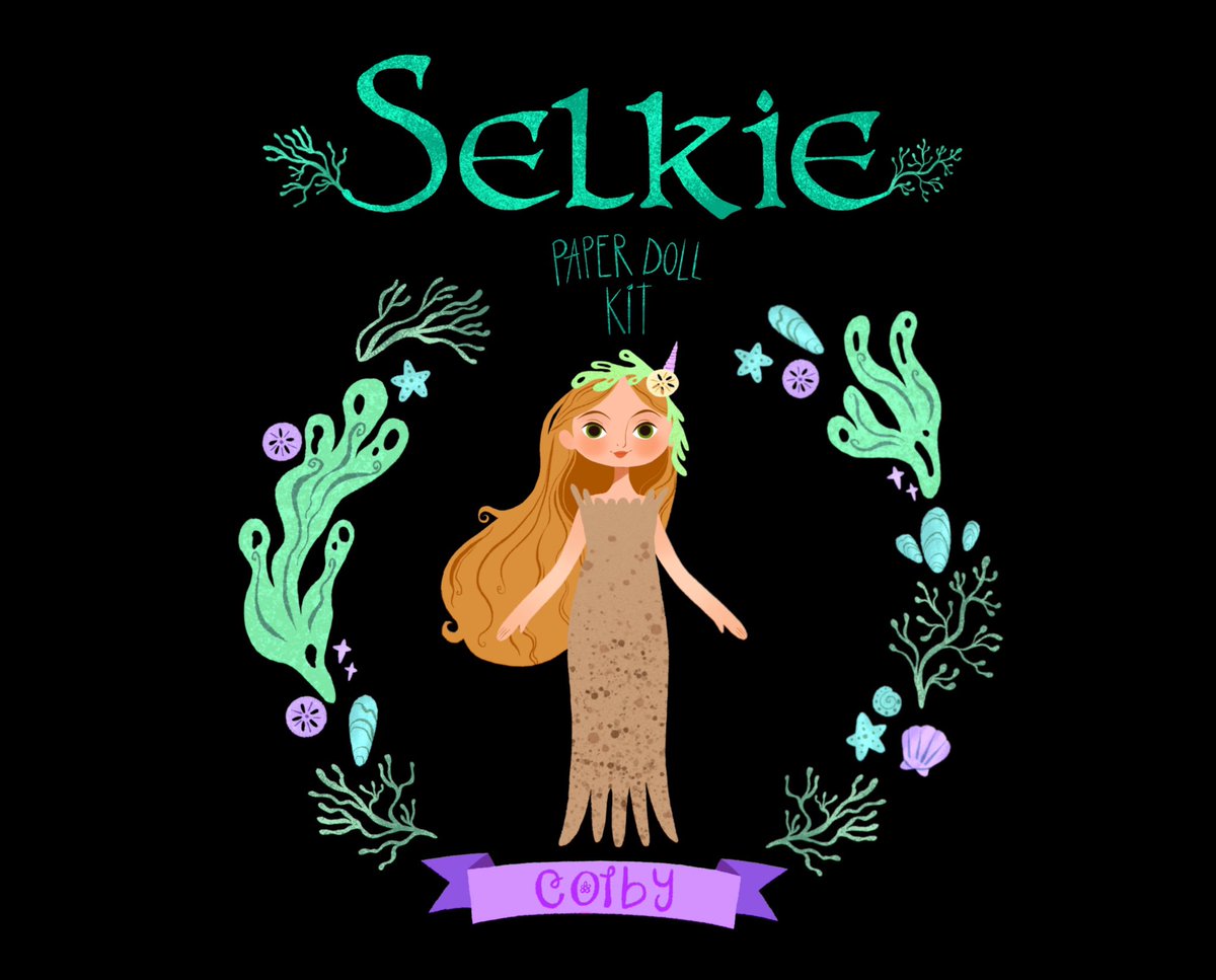 Tinkerstration's tweet image. Here’s another peak of the final packaging illo and the accessories that come with the girls as Selkies :3 I hope you don’t feel spammed! This project is very dear to me✨✨✨