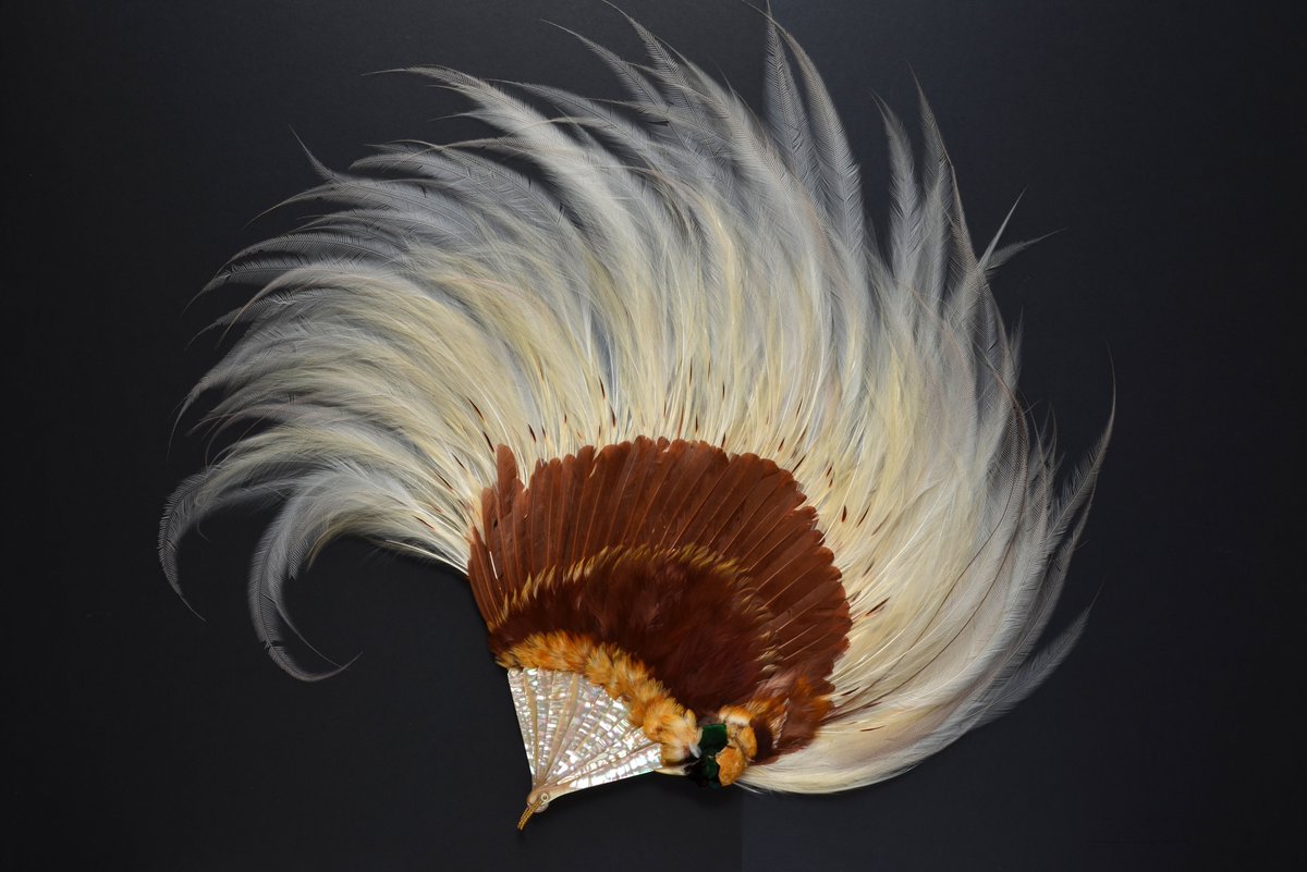 Apparently it's #TaxidermyWeek. Let's take this opportunity to 'marvel' at this early-twentieth century fan incorporating an entire (sob) Bird of Paradise. #thefanmuseum #fashion #handfan #birds