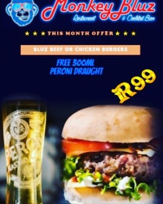 Try our mouthwatering American style Burger #Specials #Peroni #Free  <a href="/monkeybluz/">MonkeyBluz 🍴</a>