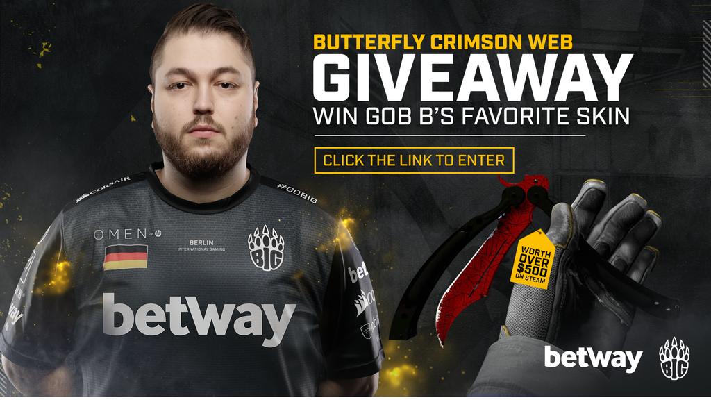 🔥 GIVEAWAY 🔥 Thanks to our friends at @betwayesports, you have the chance to win @gobelante's favorite skin: a Butterfly Knife Crimson Web! Click on the link to enter! 👉 bit.ly/GOBBxBETWAY