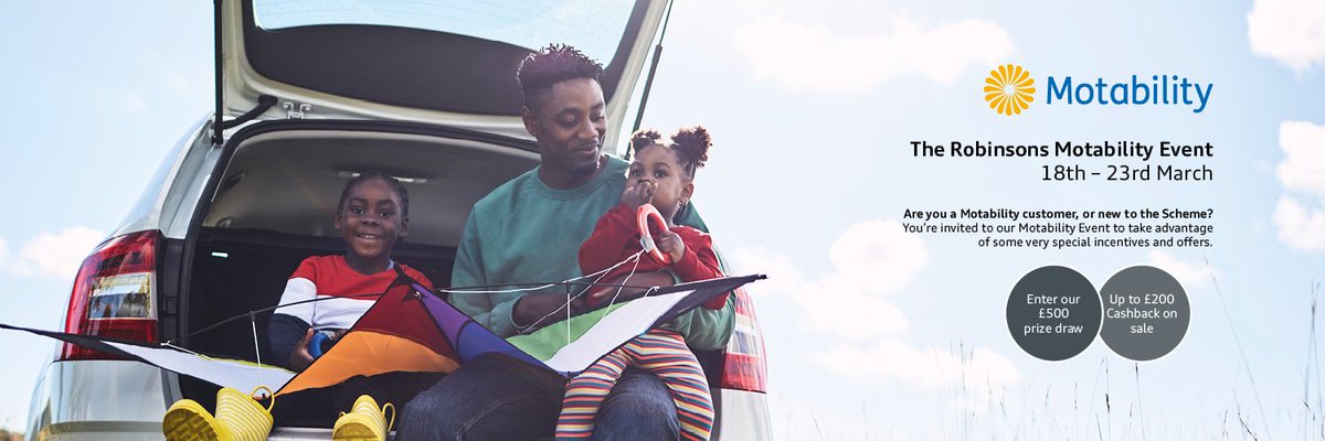 RobinsonsGroup's tweet image. The Robinsons #Motability Event : 18 - 23 March, 2019
What you get:
- Test drive available cars on the scheme
- Prize draw available for any Motability Sale
- Free car wash with every appointment on the day
robinsonsmotorgroup.co.uk/news/robinsons…