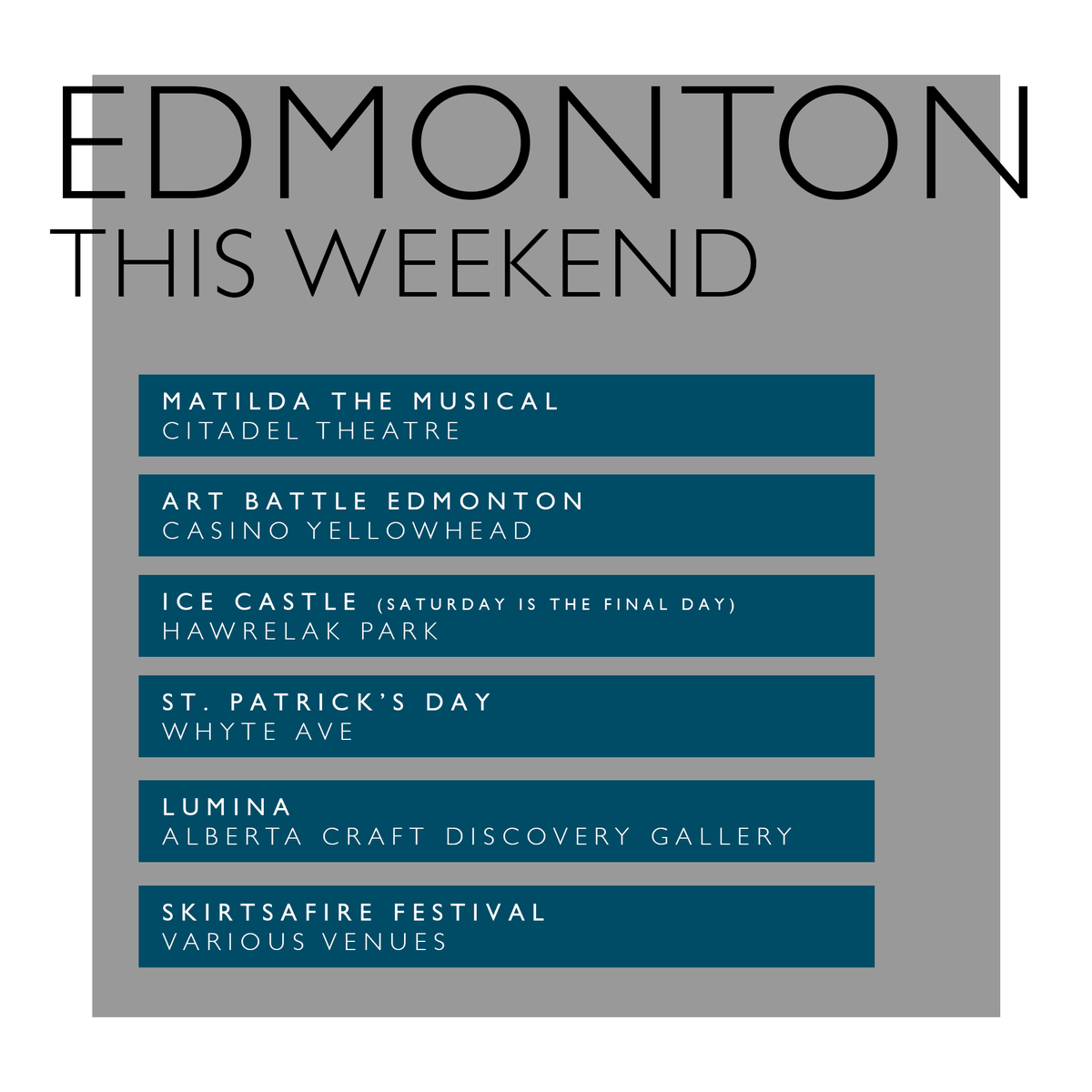 This weekend in #yeg features an intriguing mix of events and activities.

Here's a few ideas...
