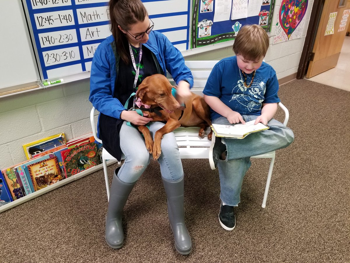Autumn, the therapy dog, listened to 3rd graders read <a href="/CougarsCE/">Central Elementary</a>! What a special treat for all involved!
#readtoyourdog