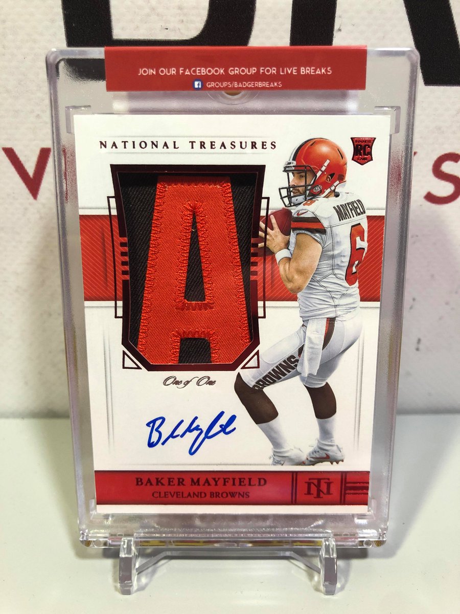 badger_breaks's tweet image. NASTY 1/1 Baker Mayfield RPA @paniniamerica #bakermayfield #browns #sickpatch #casebreaks #casebreak #groupbreaks #sportscards #thehobby #collect #whodoyoucollect #badgerbreaks