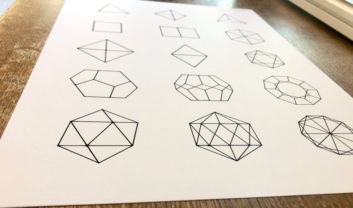 Detail of pen plotter print of the Platonic solids