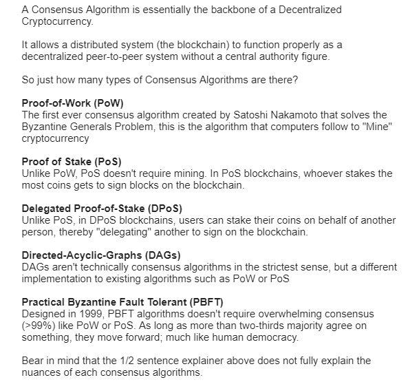 Cripto_today_EC's tweet image. Guide to Consensus Algorithms

#PoS #PoW #Altcoins #Bitcoin #Mining #Stacking #Dapps 
coingecko.com/buzz/coingecko…