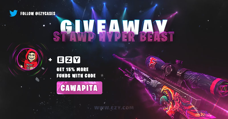 Sorteo de AWP StatTrak™ | Hiperbestia de $2.700 de la mano de <a href="/EZYCases/">EZY.com 💙</a> 
Reglas: 1) Seguirme a mi y a <a href="/EZYCases/">EZY.com 💙</a> - 2) Seguirnos en Instagram @vectorga y @EZY_CASES - 3) Usar mi código de referido "cawapita" en ezy.com  - 4) Dar RETWEET.
Termina el: 22/03
Suerte!!