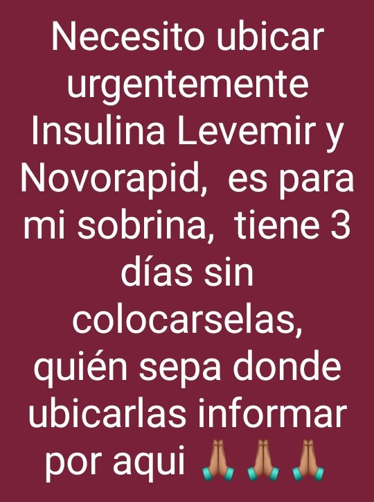 Milanalen's tweet photo. Necesito urgentemente insulina Levemir y Novorapid,  es para mi sobrina de 6 años #insulina https://t.co/znqqobBWCc