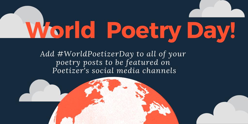 PoetizerCOM's tweet photo. This World Poetry Day, March 21, join together with your fellow humans and share your words and feelings. 
❤️ Share your original poetry from Poetizer to Twitter with the hashtag #WorldPoetizerDay between now and the end of the day on March 21 for the chance to be featured 🙌 https://t.co/xVY9zH5MDY