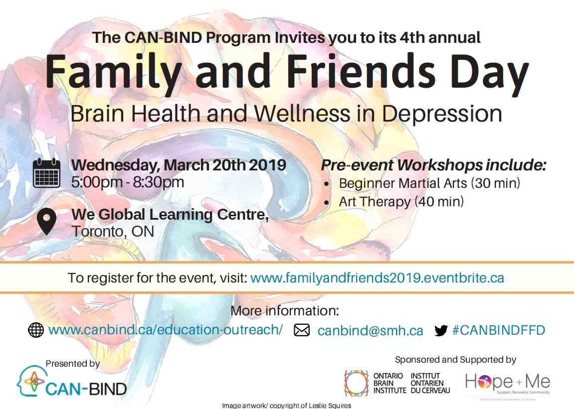 UnityHealthTO's tweet photo. .@DrSMcInerney of Centre for Depression &amp; Suicide Studies @StMikesHospital will be MC’ing #CANBINDFFD on Mar 20 @WEMovement Global Learning Cntr, Toronto. 10+ #depressionresearch &amp; #livedexperience speakers, info booths, 2 wellness workshops &amp; more » https://t.co/vNPAWxCjcA #BAW https://t.co/AJqKfjoLsI