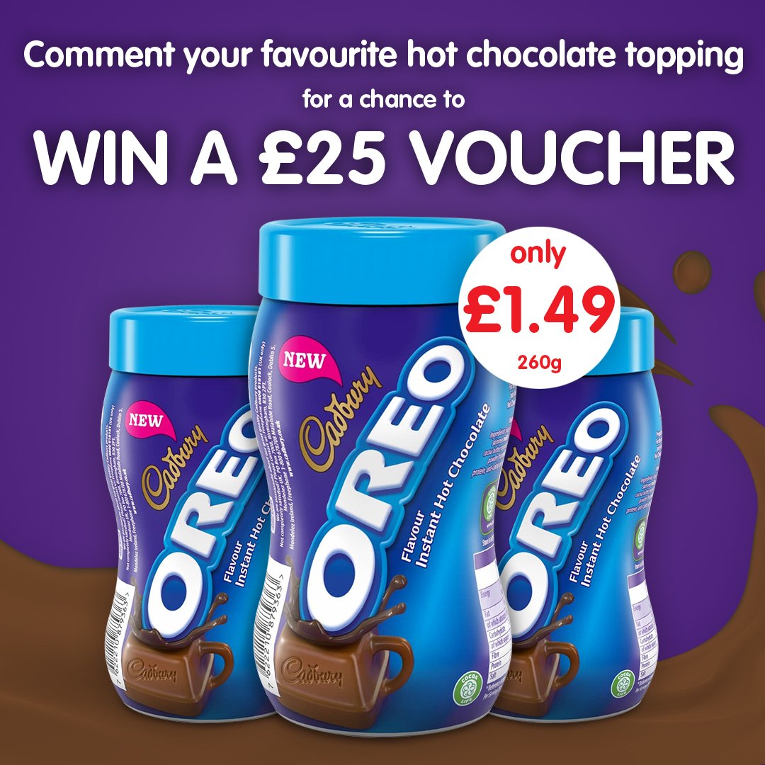 Poundstretcher1's tweet photo. ✨#COMPETITION TIME!✨ 
For a chance to #WIN £25 in vouchers to spend in store, simply RT &amp; reply with your favourite hot chocolate topping ✨ https://t.co/KYfQLjyCHP