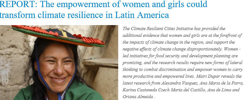 walterUbal's tweet photo. Climate resilience in LAC intermediary cities notable increase thanks to the active involvement of #women in decision making process, said a report released by Climate Resilience Cities Initiative @cdkn_lac https://t.co/eJr4KDUDpD supported by @IDRC_CRDI  and @cdknetwork https://t.co/HIokRNwvmB