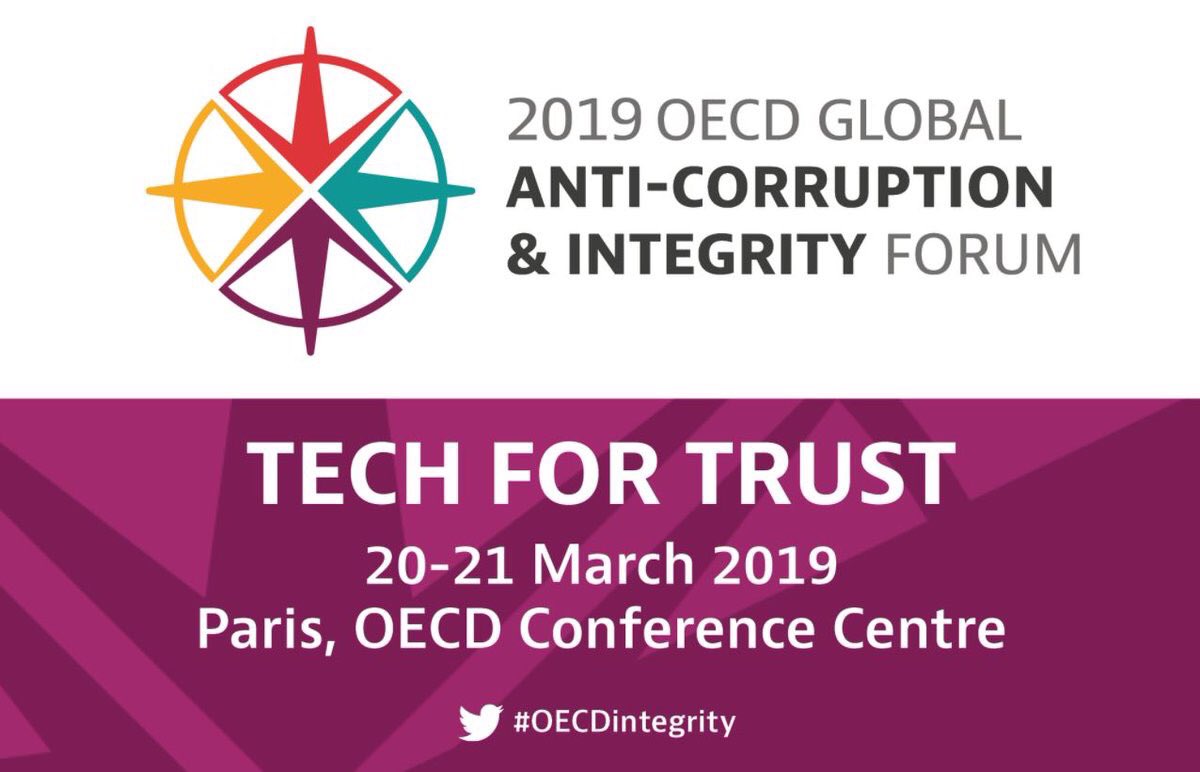 Looking forward to #oecdintegrity forum in Paris next week (20-21 March)....especially sessions on Tech for Trust w/ @OECD #anticorruption