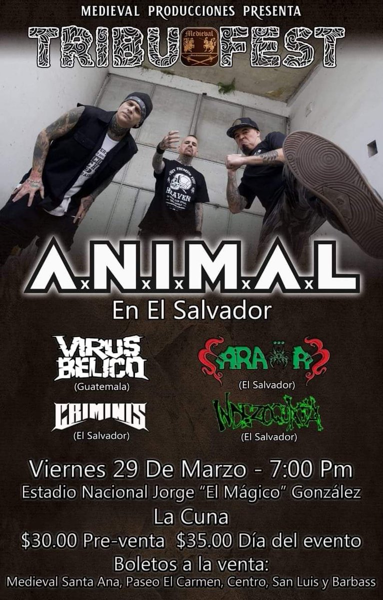 MetalGirlSv's tweet photo. Viernes 29 de Marzo
Tribu Fest
Lugar: La Cuna, Estadio Mágico Gonzalez
Preventa: 30.00 USD
#MetalEvents #MetalNews https://t.co/ZAVTE7fv8w