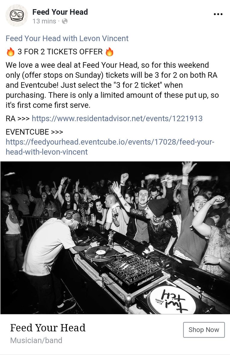 feedyourheaduk's tweet image. 🔥 3 FOR 2 TICKETS OFFER 🔥

For this weekend only (offer stops on Sunday) tickets will be 3 for 2 on RA and Eventcube! Just select the "3 for 2 ticket" when buying. There is only a limited amount of these put up, so it's first come first serve.

Link in bio, or head over to FB