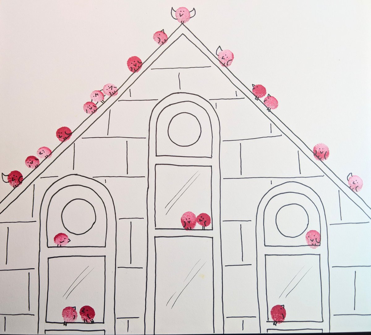 aredhel__'s tweet image. #15daysofFatT Day 10: &quot;Pattern&quot;

sometimes you want to make really Cool Art, and other times you just need to fingerprint 22 goofy lil [brown] birds perching on the granite parish (I don&apos;t have any brown ink)

#friendsatthetable #patternmagic #winterinhieron