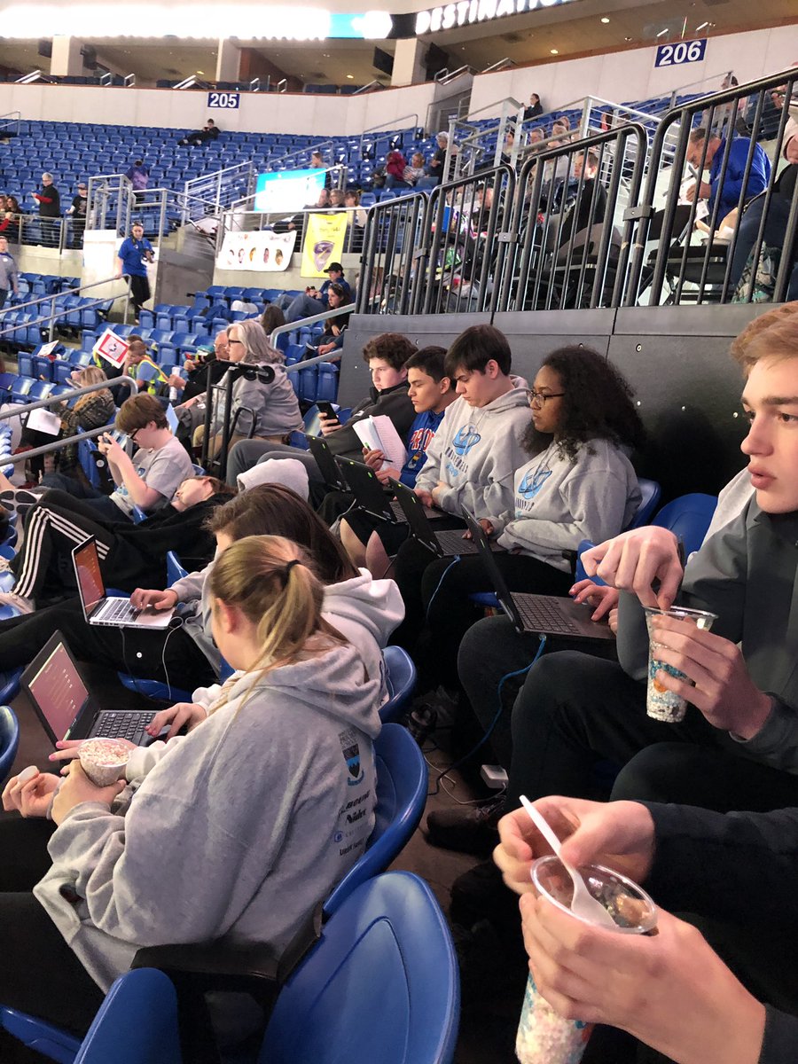 While our pit crew prepares for their next march, the scouting crew is hard at work! #boeinginspires <a href="/FIRSTweets/">FIRST</a>