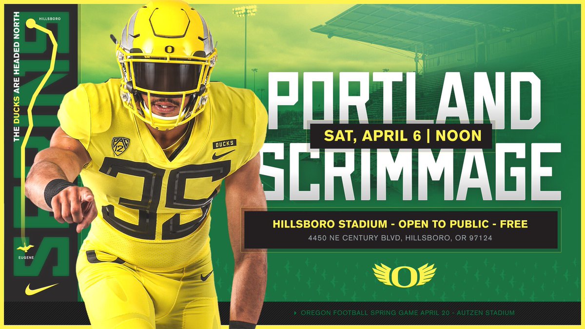 oregonfootball's tweet photo. Mark your calendars. The Ducks are coming to Portland. #GoDucks https://t.co/lz5b5jzMg1