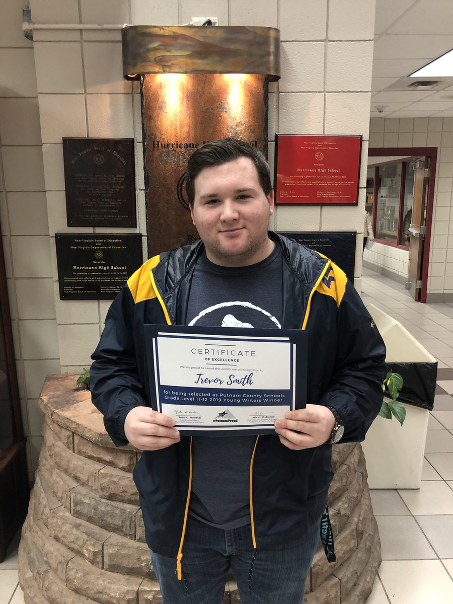 PutnamWVSchools's tweet photo. Congratulations to Putnam County Schools 2019 Young Writers Winners! ✏️Grades 7-8 Winner: Leslie Armstrong, George Washington Middle✏️Grades 9-10 Winner: Chloe Ferrell, Teays Valley Christian ✏️Grades 11-12 Winner: Trevor Smith, Hurricane High 📝 #PutnamProud https://t.co/EvFn5fkTM2