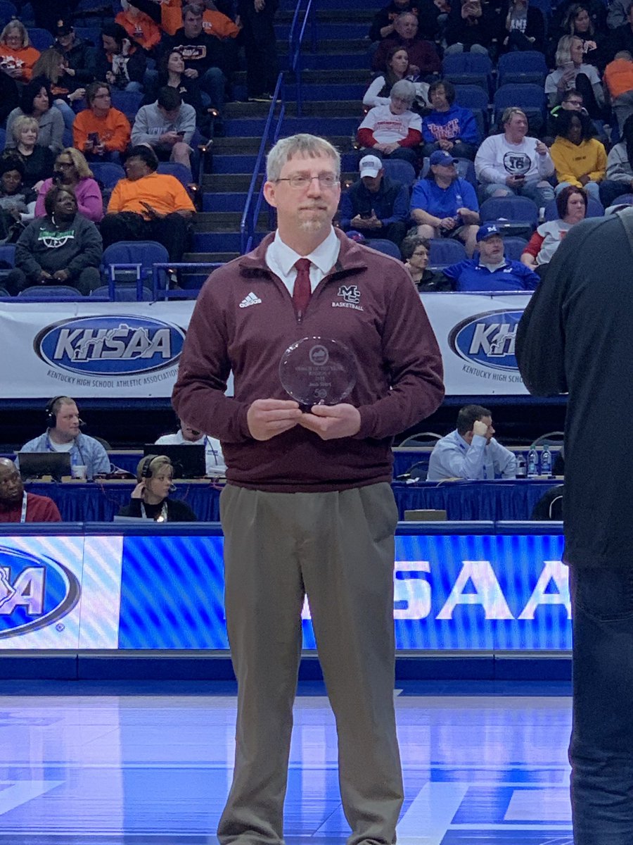 Clint_Graham33's tweet image. The Kentucky Association of Basketball Coaches honored Coach Josh Hurt as the KABC 4th Region Coach of the Year at Rupp Arena during the KHSAA Girls State Basketball Tournament today.  #MetcalfeHornetsEver