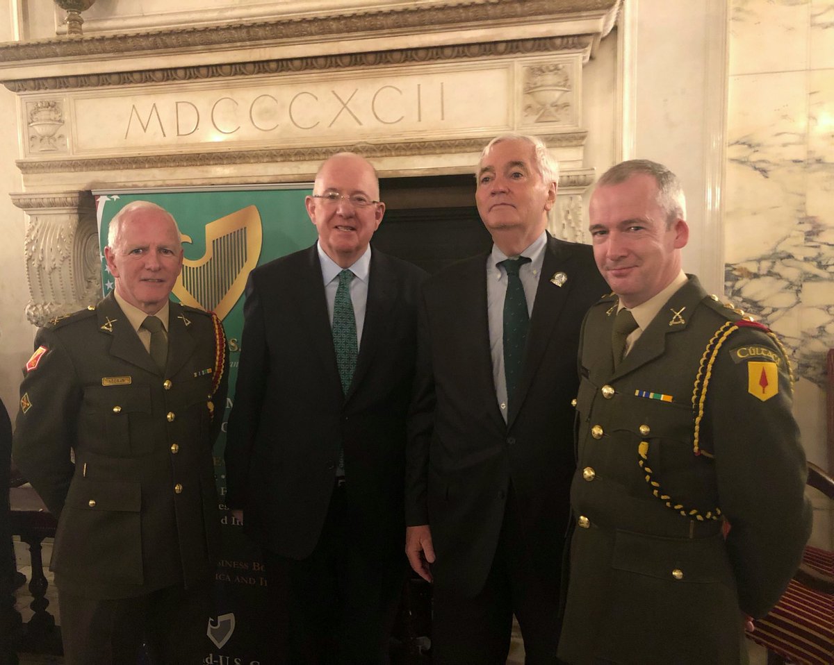 donaghca's tweet photo. Delighted to have met Minister @CharlieFlanagan TD and @StPatsParadeNYC Grand Marshal Mr. Brian O’Dwyer. #28InfBn #ArmyReserve https://t.co/QQOHBZu4qX