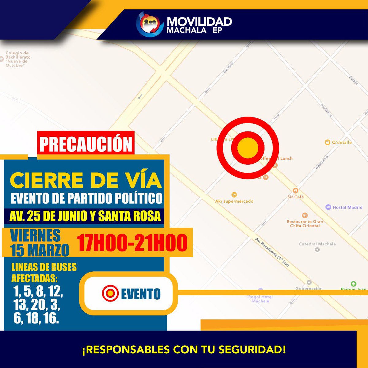 🚧 Toma las debidas precauciones al circular.