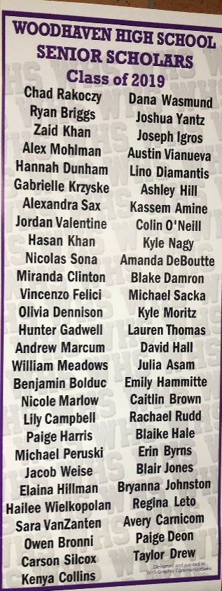 WoodhavenHigh's tweet photo. Congratulations to the WHS Class of 2019 Top 10 and Senior Scholar students.  They are Warrior Strong!! https://t.co/1jIPAcjejm
